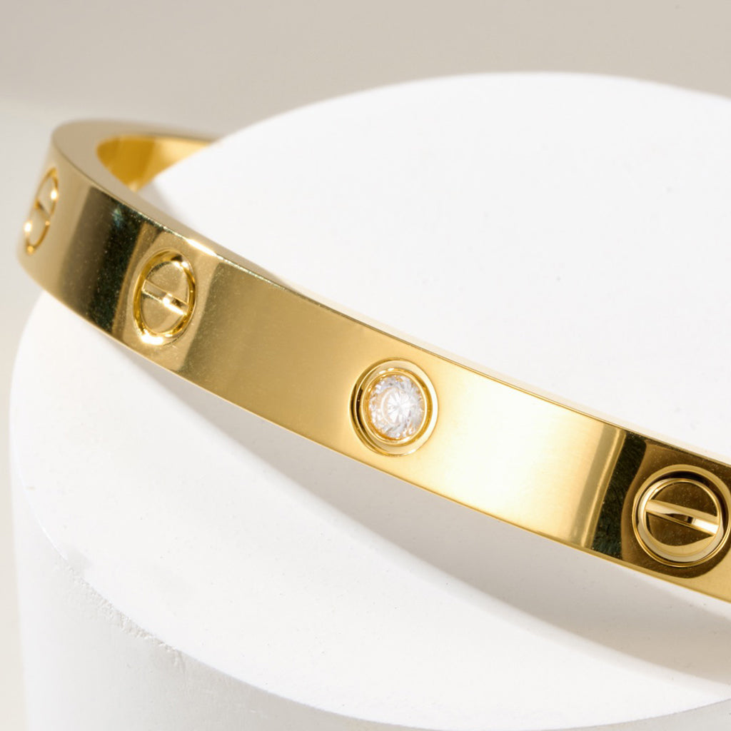 [Okajuri Jewelry] LOVE BRACELET 6.1MM 1 DIAMOND OPEN CUFF
