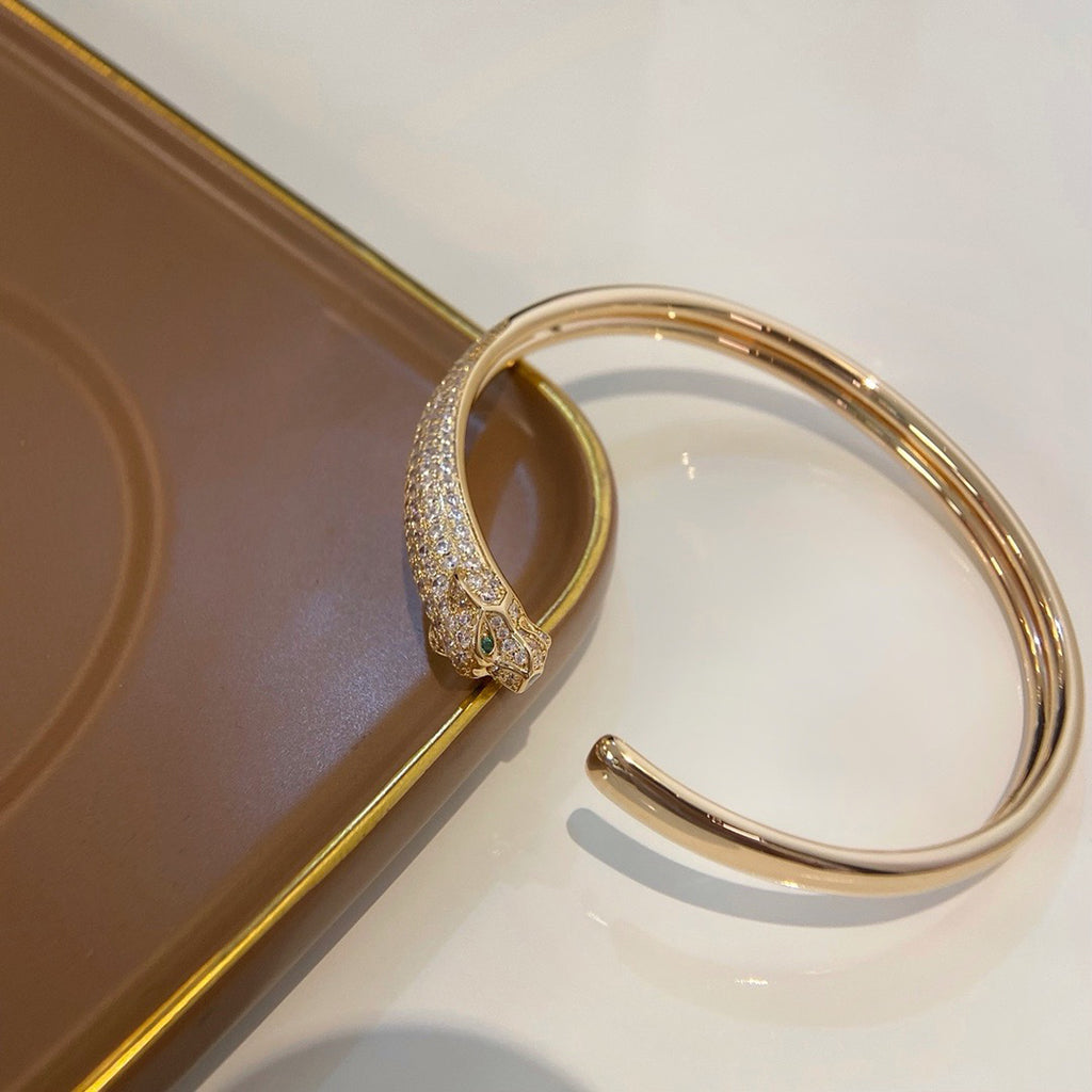 [Okajuri Jewelry] PANTHERE HALF DIAMOND OPEN BRACELET
