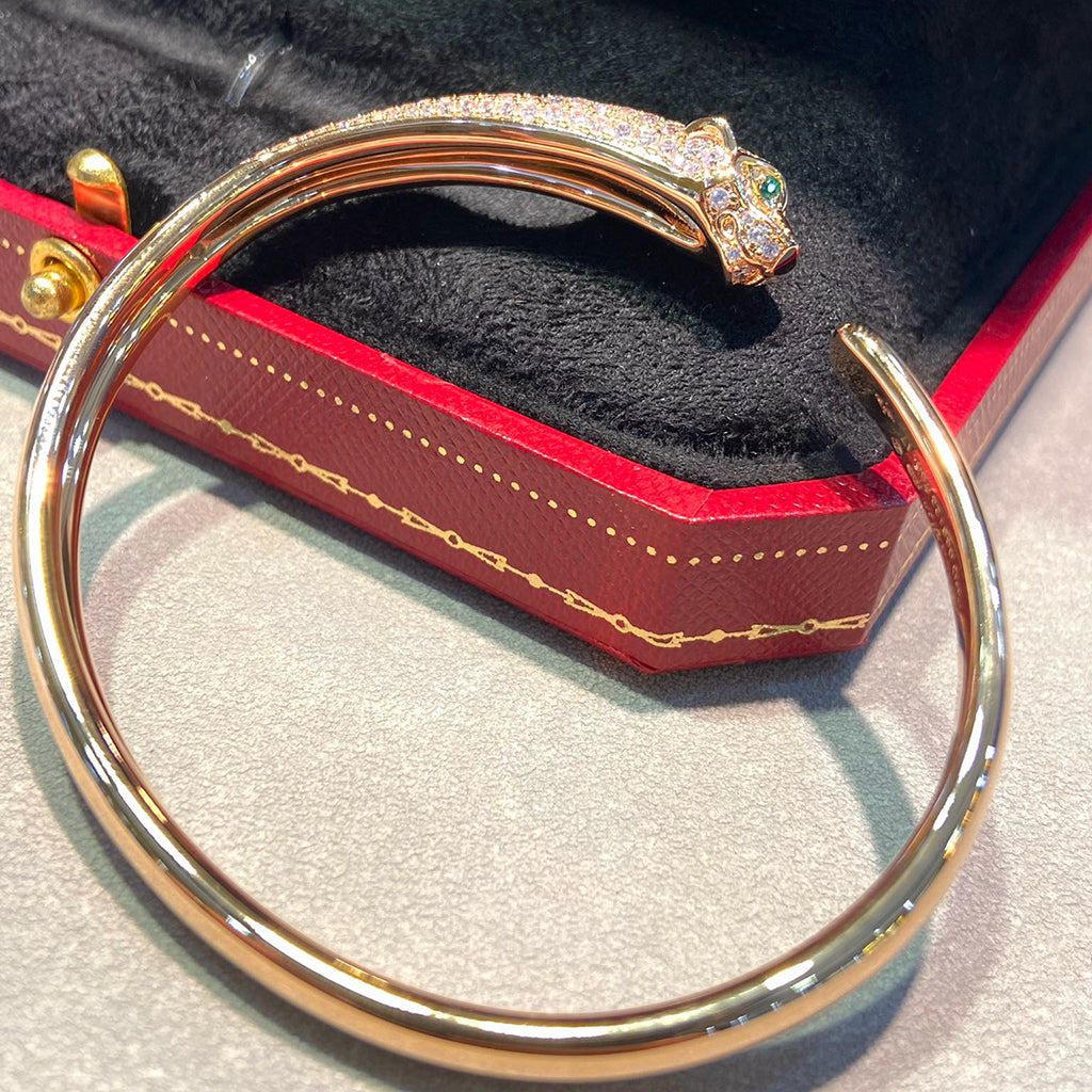 [Okajuri Jewelry] PANTHERE HALF DIAMOND OPEN BRACELET