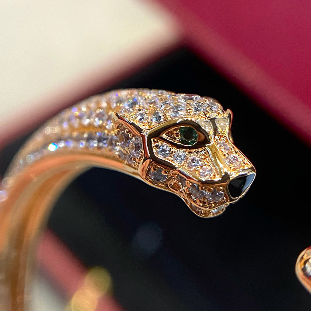 [Okajuri Jewelry] PANTHERE HALF DIAMOND OPEN BRACELET