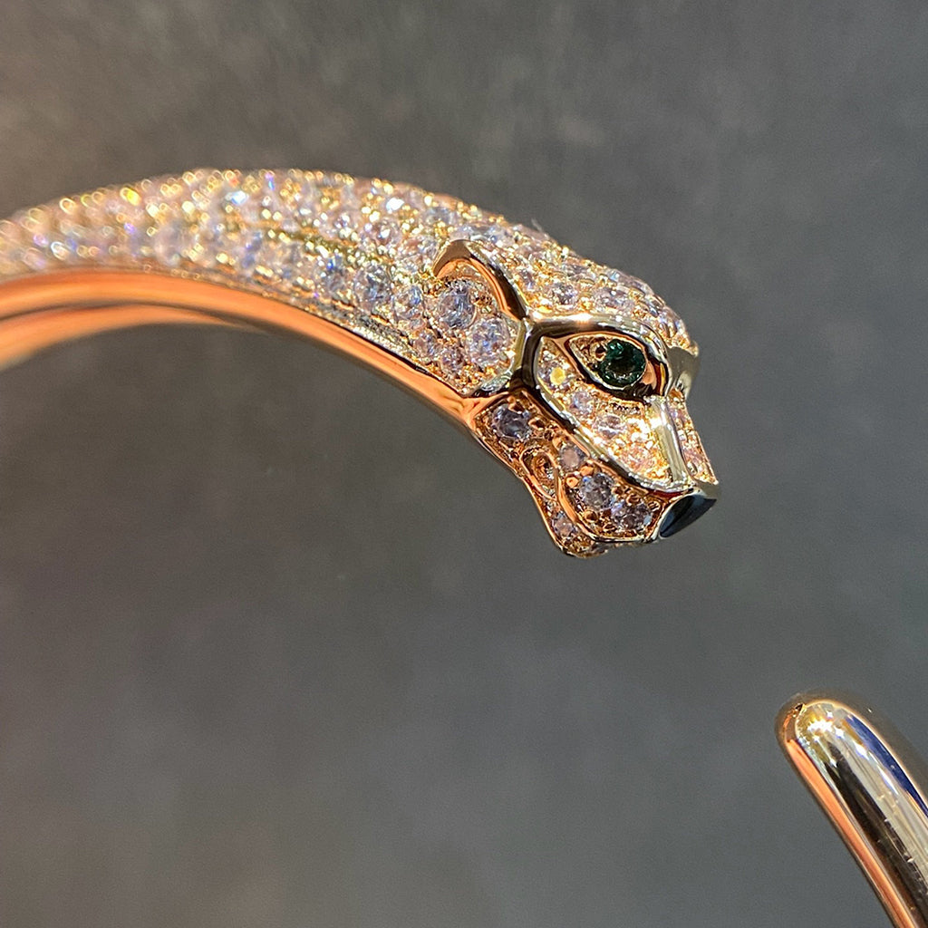 [Okajuri Jewelry] PANTHERE HALF DIAMOND OPEN BRACELET
