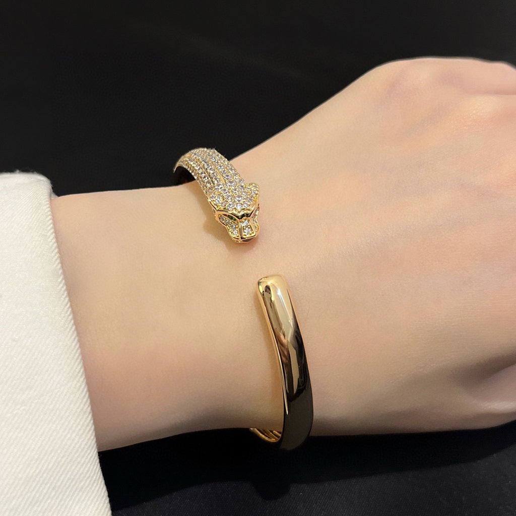 [Okajuri Jewelry] PANTHERE HALF DIAMOND OPEN BRACELET