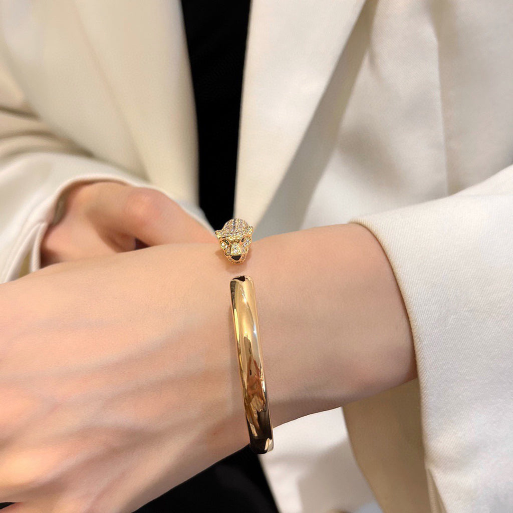 [Okajuri Jewelry] PANTHERE HALF DIAMOND OPEN BRACELET
