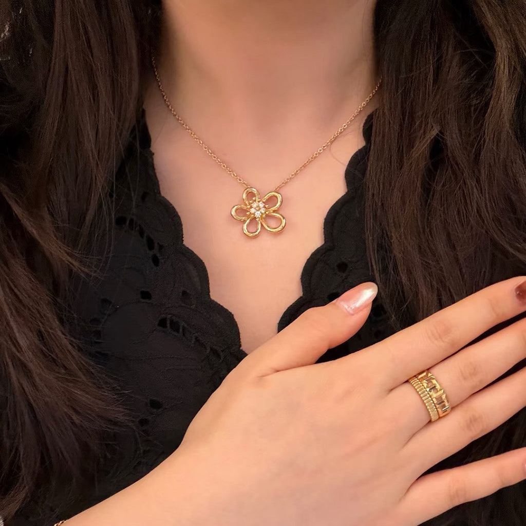 [Okajuri Jewelry]FLOWERLACE NECKLACE 5 DIAMONDS