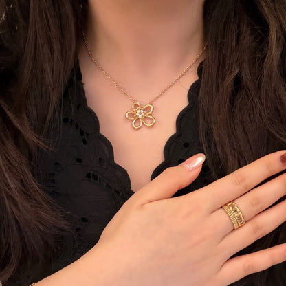 [Okajuri Jewelry]FLOWERLACE NECKLACE 5 DIAMONDS