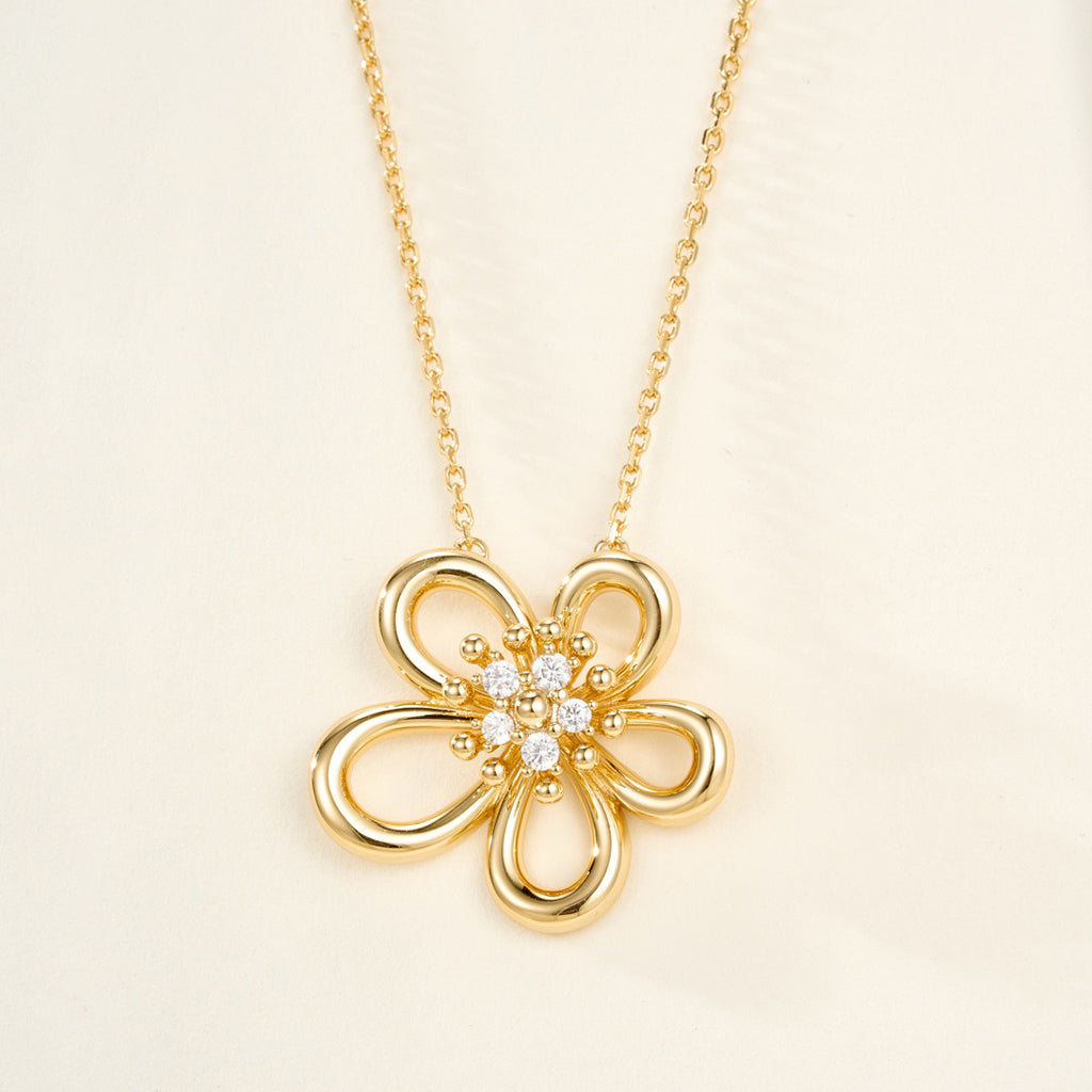 [Okajuri Jewelry]FLOWERLACE NECKLACE 5 DIAMONDS