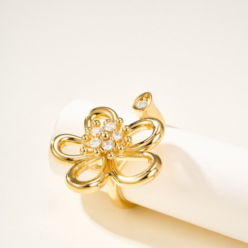 [Okajuri Jewelry]  FLOWERLACE OPEN RING 5 DIAMONDS
