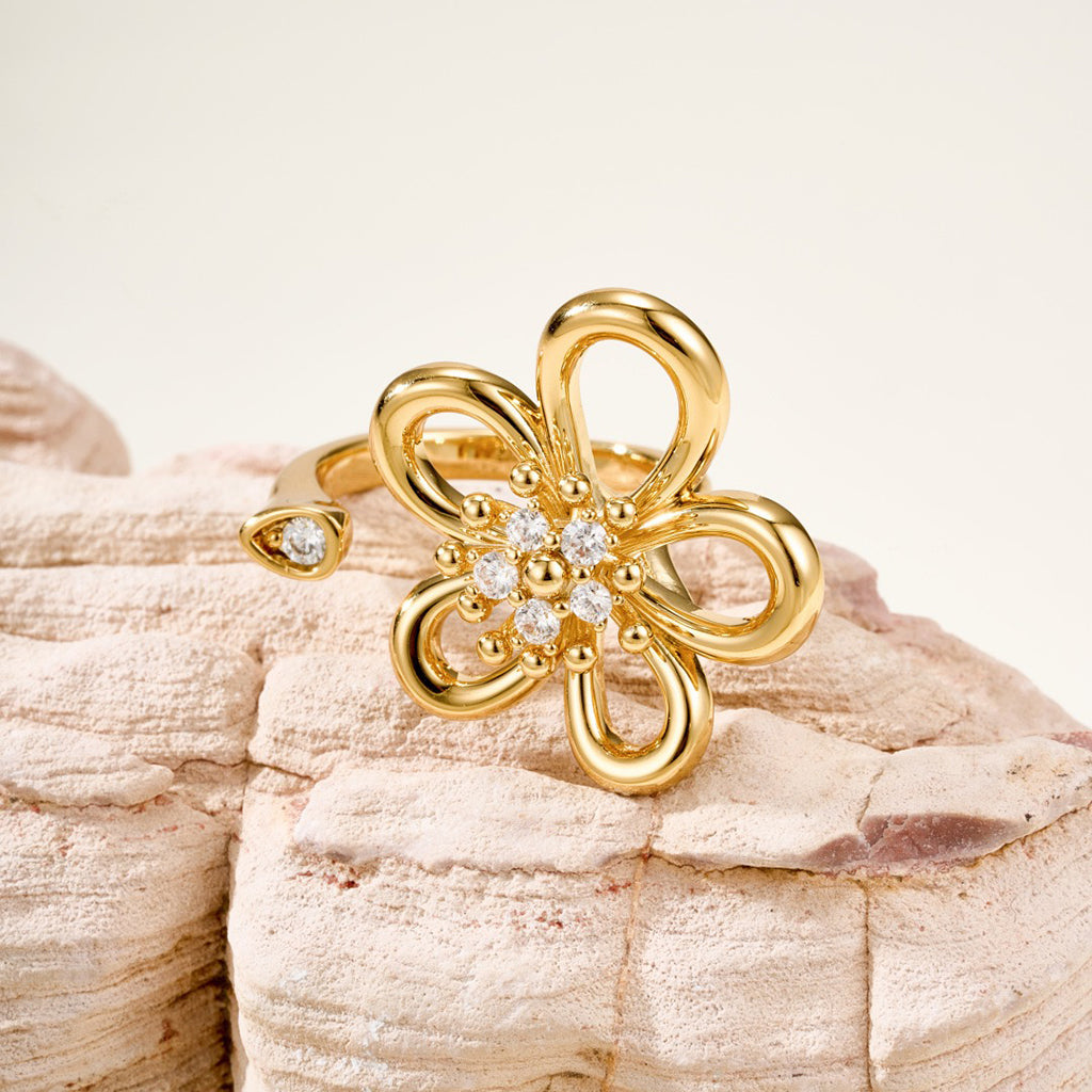 [Okajuri Jewelry]  FLOWERLACE OPEN RING 5 DIAMONDS