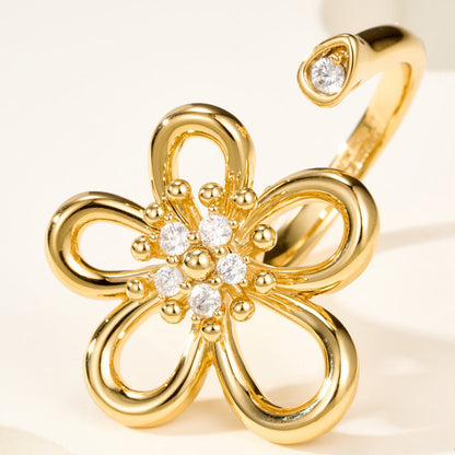 [Okajuri Jewelry]  FLOWERLACE OPEN RING 5 DIAMONDS