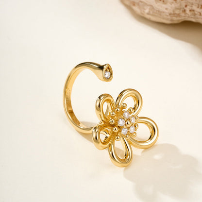 [Okajuri Jewelry]  FLOWERLACE OPEN RING 5 DIAMONDS