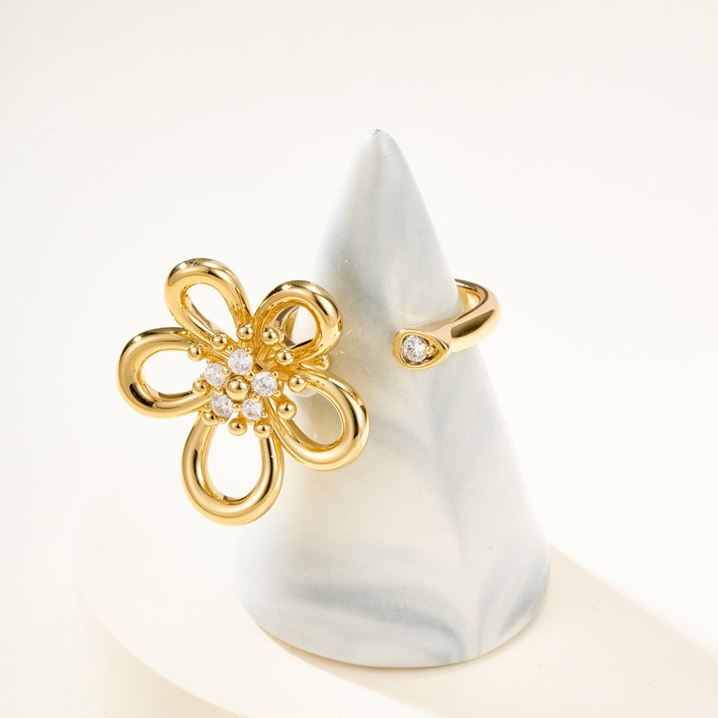 [Okajuri Jewelry]  FLOWERLACE OPEN RING 5 DIAMONDS