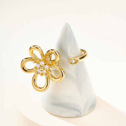 [Okajuri Jewelry]  FLOWERLACE OPEN RING 5 DIAMONDS