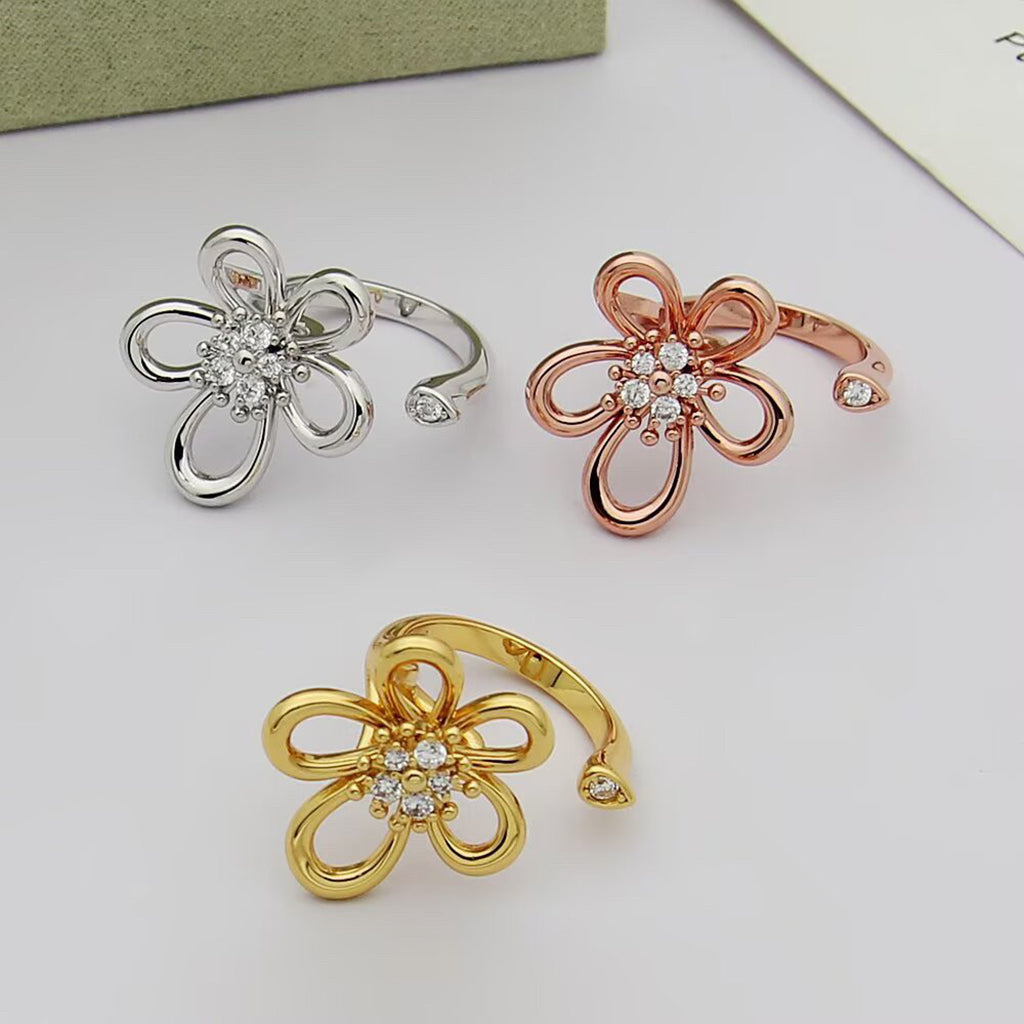 [Okajuri Jewelry]  FLOWERLACE OPEN RING 5 DIAMONDS