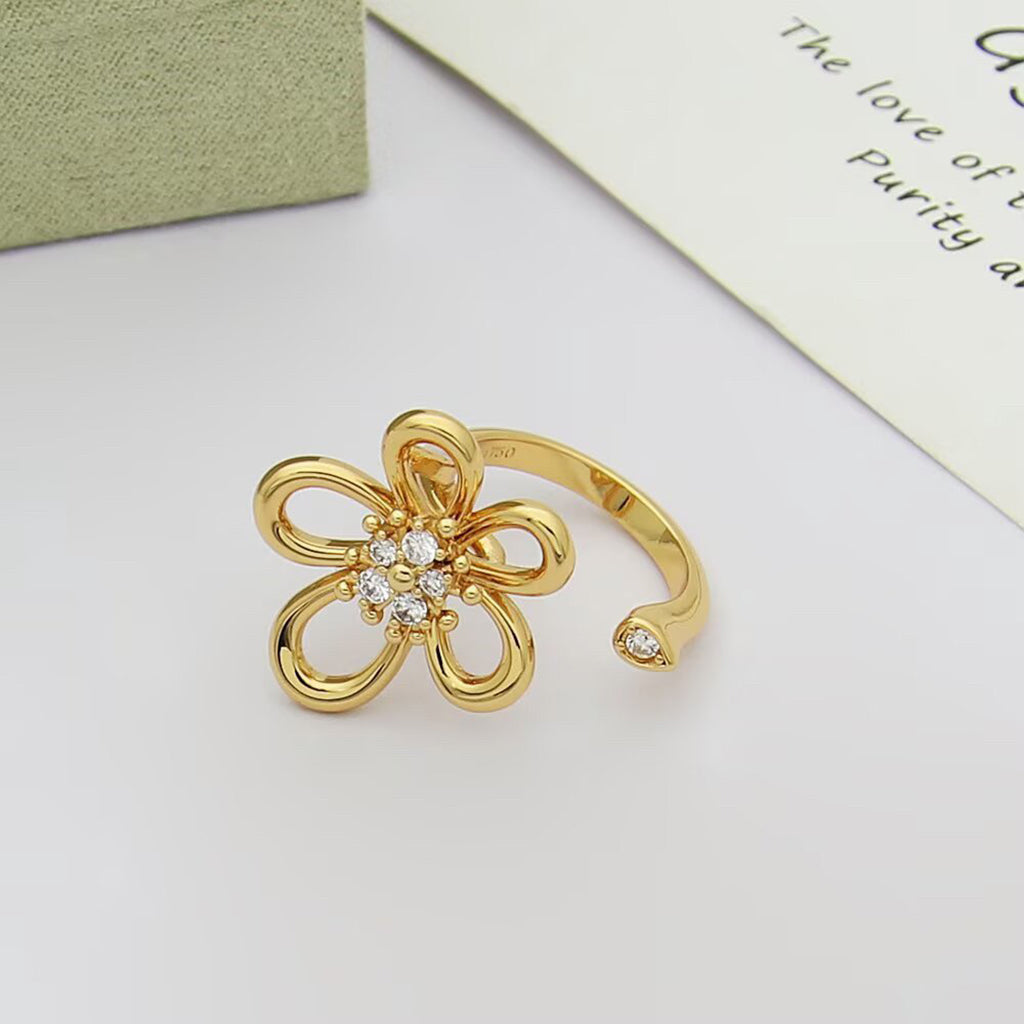 [Okajuri Jewelry]  FLOWERLACE OPEN RING 5 DIAMONDS