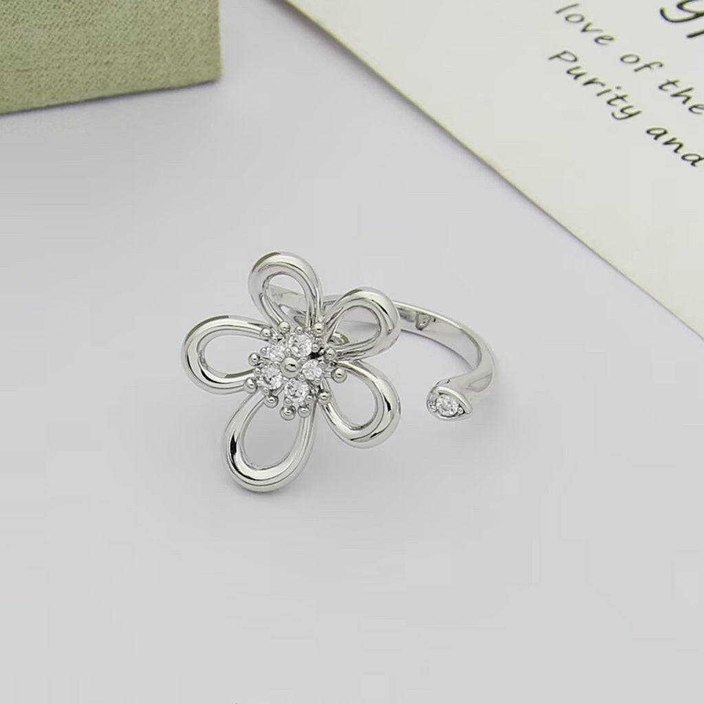 [Okajuri Jewelry]  FLOWERLACE OPEN RING 5 DIAMONDS