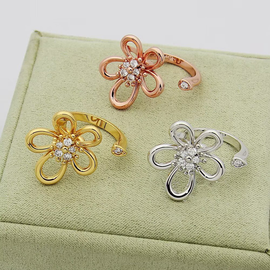 [Okajuri Jewelry]  FLOWERLACE OPEN RING 5 DIAMONDS