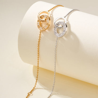 [Okajuri Jewelry] LOVE DOUBLE RING FULL DIAMOND BRACELET