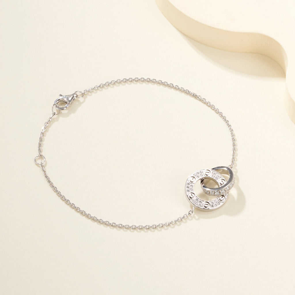 [Okajuri Jewelry] LOVE DOUBLE RING FULL DIAMOND BRACELET