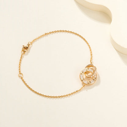 [Okajuri Jewelry] LOVE DOUBLE RING FULL DIAMOND BRACELET