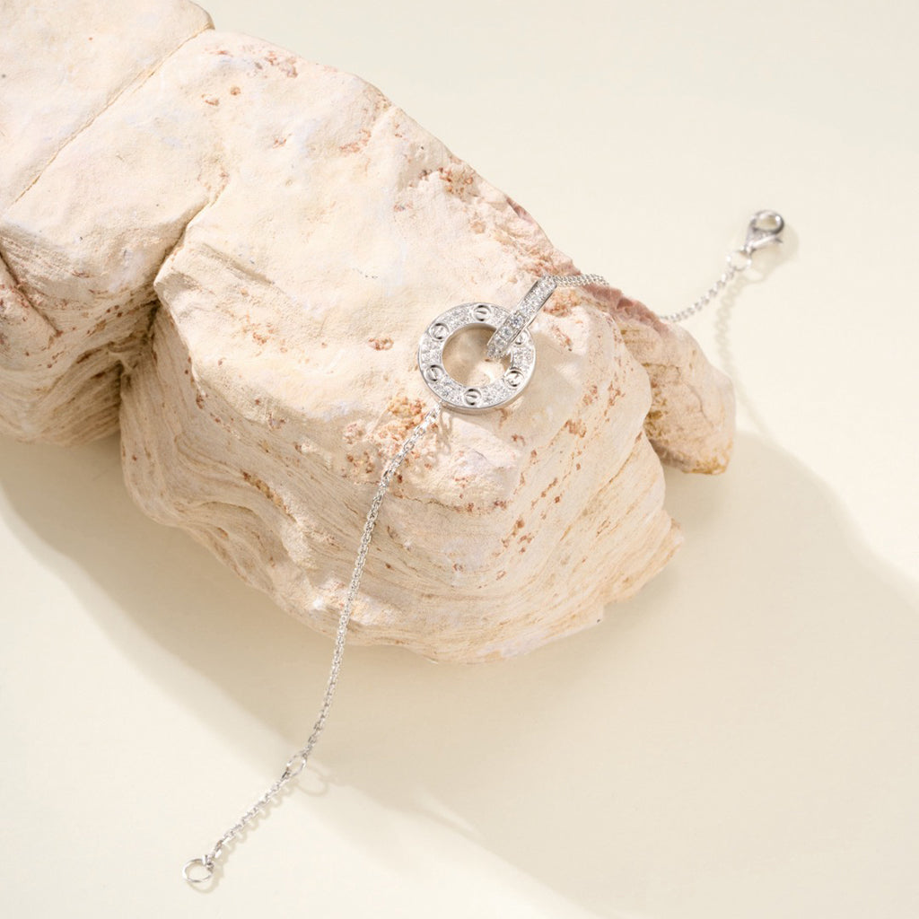 [Okajuri Jewelry] LOVE DOUBLE RING FULL DIAMOND BRACELET