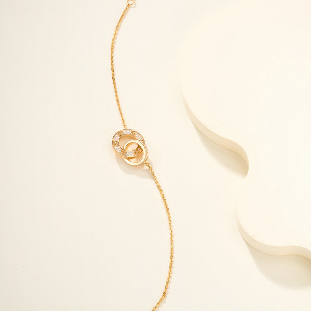 [Okajuri Jewelry] LOVE DOUBLE RING FULL DIAMOND BRACELET
