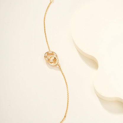 [Okajuri Jewelry] LOVE DOUBLE RING FULL DIAMOND BRACELET