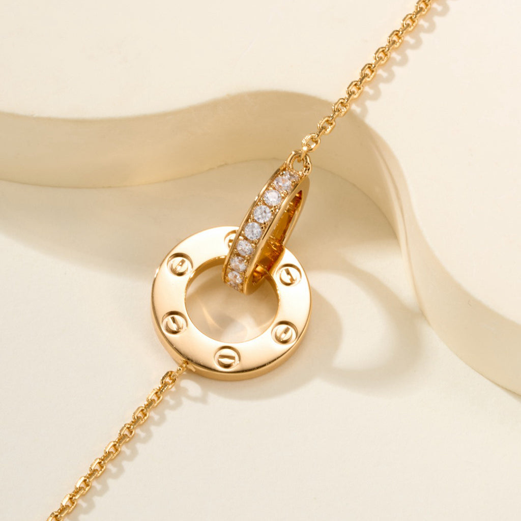 [Okajuri Jewelry] LOVE DOUBLE RING FULL DIAMOND BRACELET