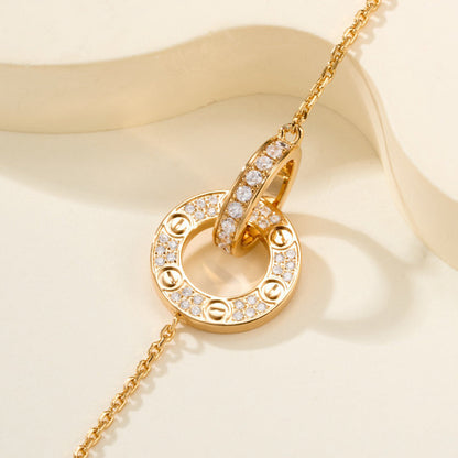 [Okajuri Jewelry] LOVE DOUBLE RING FULL DIAMOND BRACELET