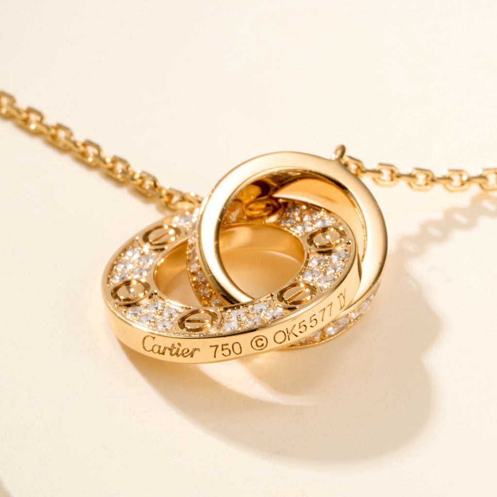 [Okajuri Jewelry] LOVE DOUBLE RING FULL DIAMOND BRACELET