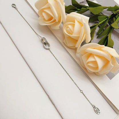 [Okajuri Jewelry] LOVE DOUBLE RING HALF DIAMOND BRACELET