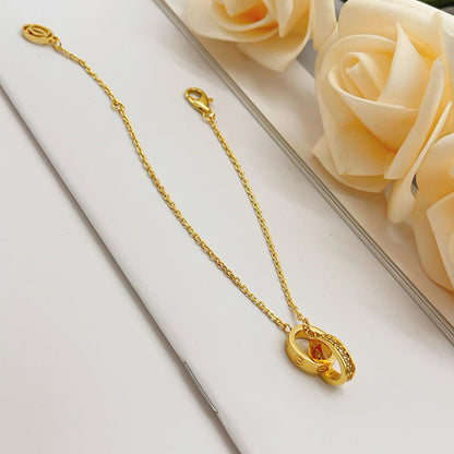 [Okajuri Jewelry] LOVE DOUBLE RING HALF DIAMOND BRACELET