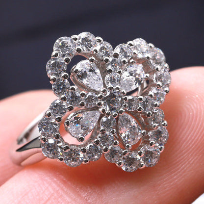 [Okajuri Jewelry]LOOP RING FULL MOTIF DIAMOND 16MM SILVE