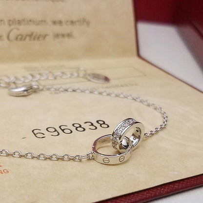 [Okajuri Jewelry] LOVE DOUBLE RING HALF DIAMOND BRACELET