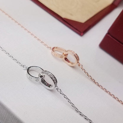 [Okajuri Jewelry] LOVE DOUBLE RING HALF DIAMOND BRACELET