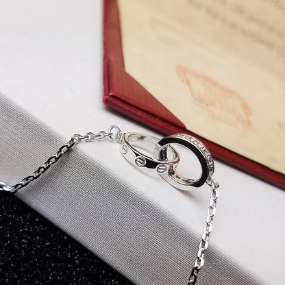 [Okajuri Jewelry] LOVE DOUBLE RING HALF DIAMOND BRACELET