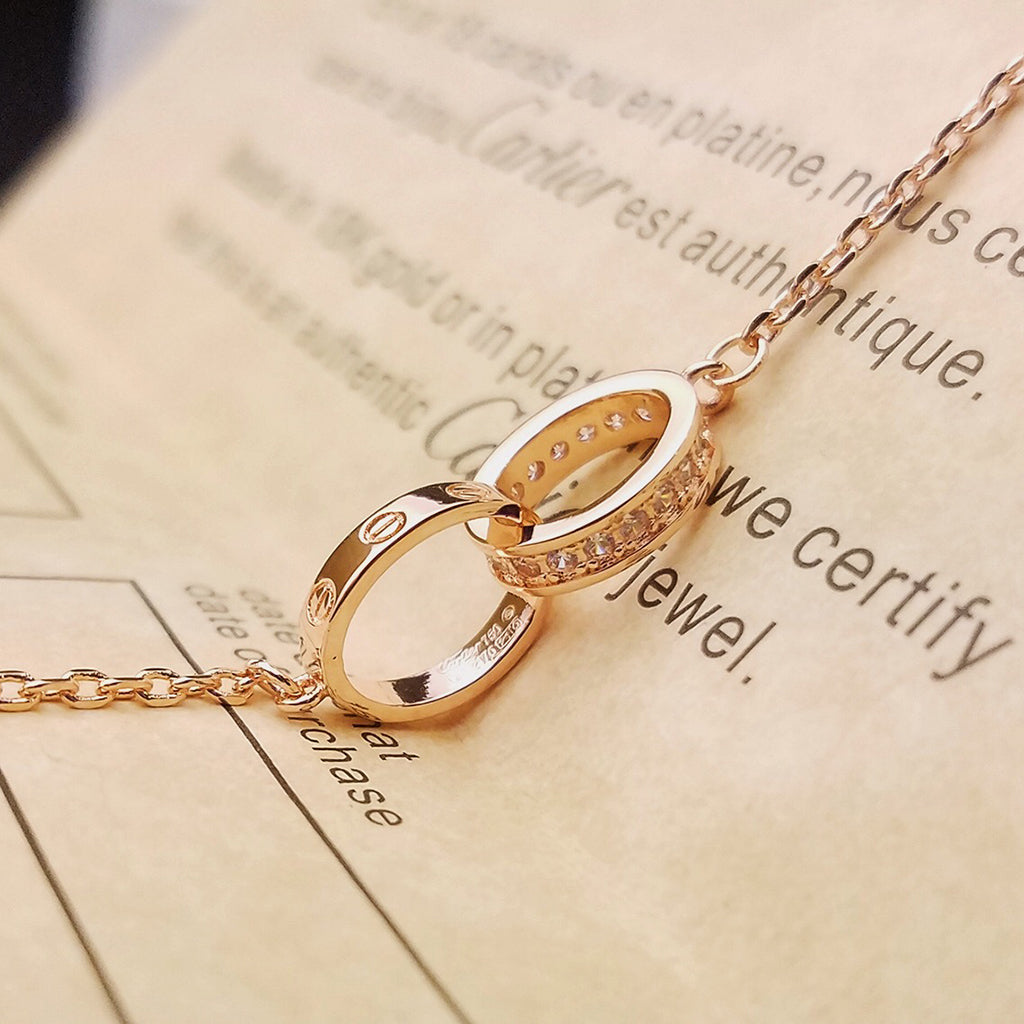 [Okajuri Jewelry] LOVE DOUBLE RING HALF DIAMOND BRACELET