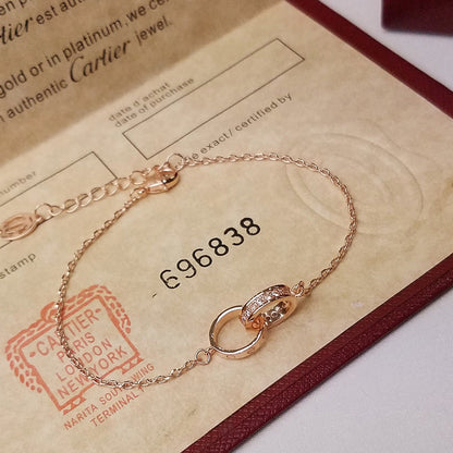 [Okajuri Jewelry] LOVE DOUBLE RING HALF DIAMOND BRACELET