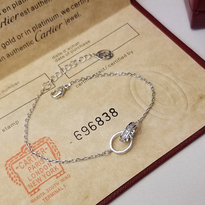 [Okajuri Jewelry] LOVE DOUBLE RING HALF DIAMOND BRACELET