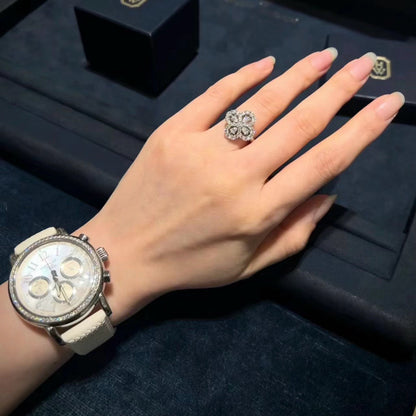 [Okajuri Jewelry]LOOP RING FULL MOTIF DIAMOND 16MM SILVE