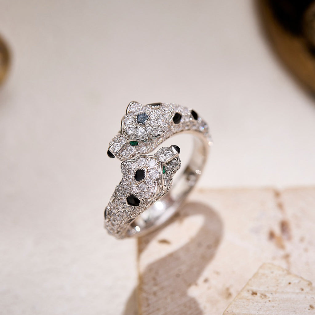 [Okajuri Jewelry] PANTHERE DOUBLE HEADED FULL DIAMOND  RING