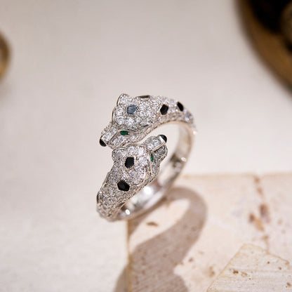 [Okajuri Jewelry] PANTHERE DOUBLE HEADED FULL DIAMOND  RING