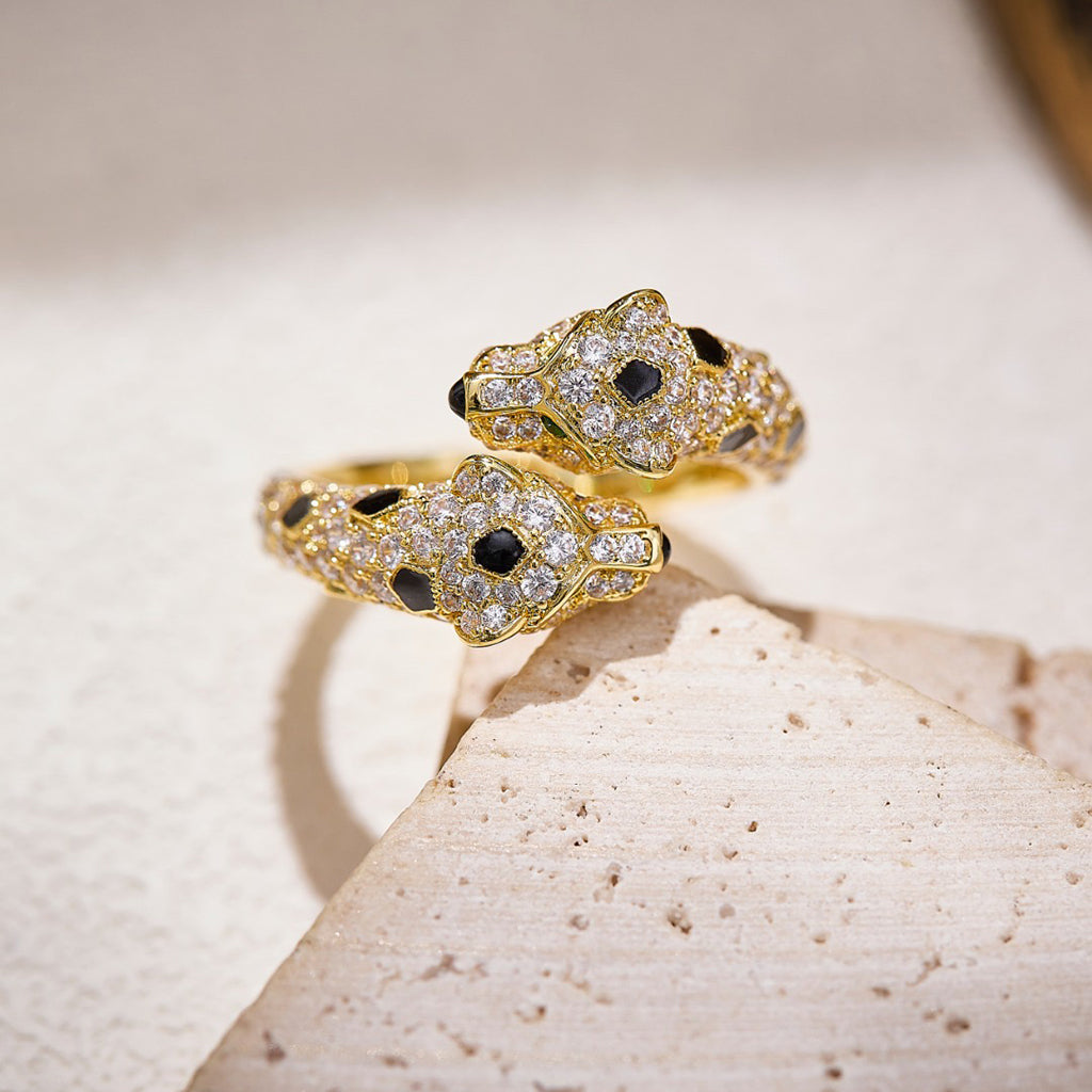 [Okajuri Jewelry] PANTHERE DOUBLE HEADED FULL DIAMOND  RING