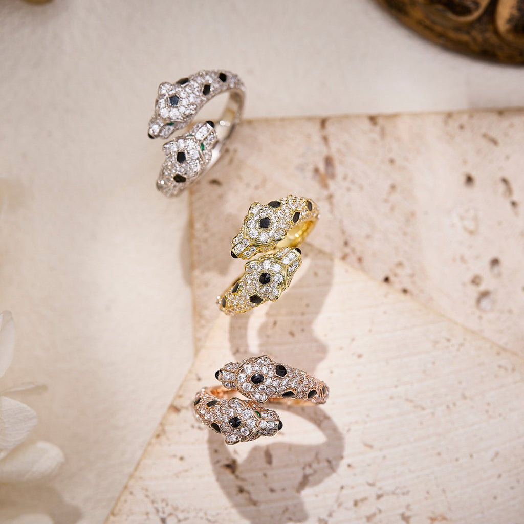 [Okajuri Jewelry] PANTHERE DOUBLE HEADED FULL DIAMOND  RING