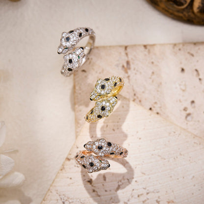 [Okajuri Jewelry] PANTHERE DOUBLE HEADED FULL DIAMOND  RING