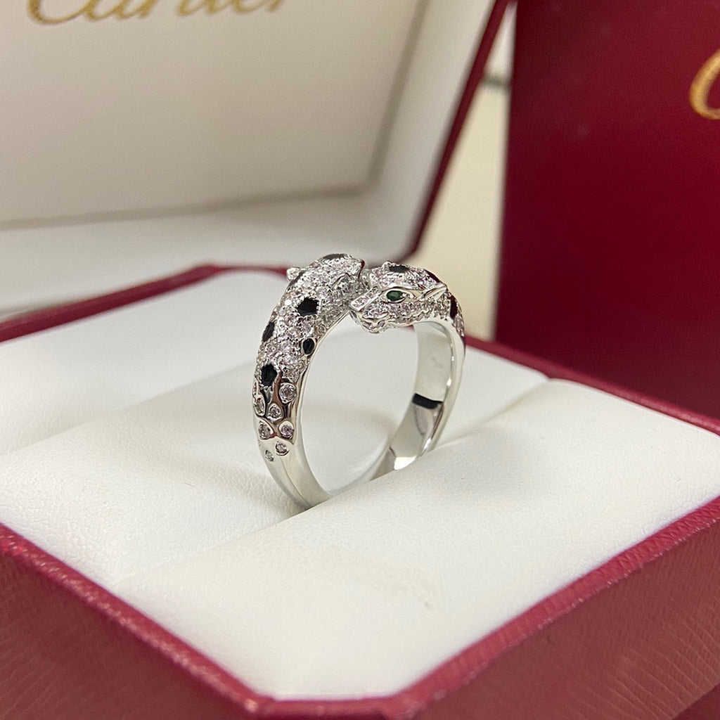 [Okajuri Jewelry] PANTHERE DOUBLE HEADED FULL DIAMOND  RING