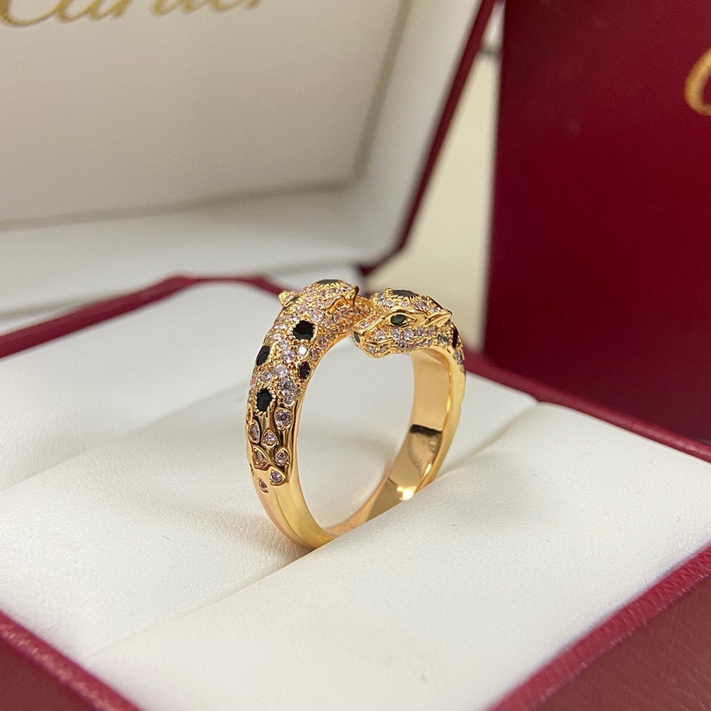 [Okajuri Jewelry] PANTHERE DOUBLE HEADED FULL DIAMOND  RING