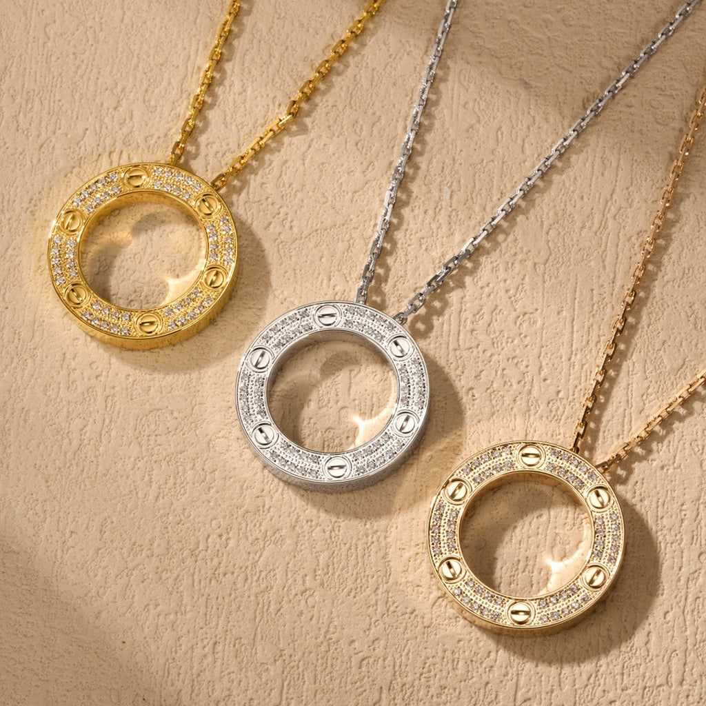 [Okajuri Jewelry] LOVE NECKLACE 16MM  FULL DIAMOND
