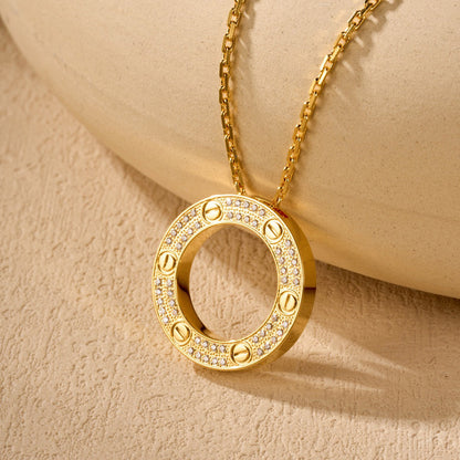 [Okajuri Jewelry] LOVE NECKLACE 16MM  FULL DIAMOND
