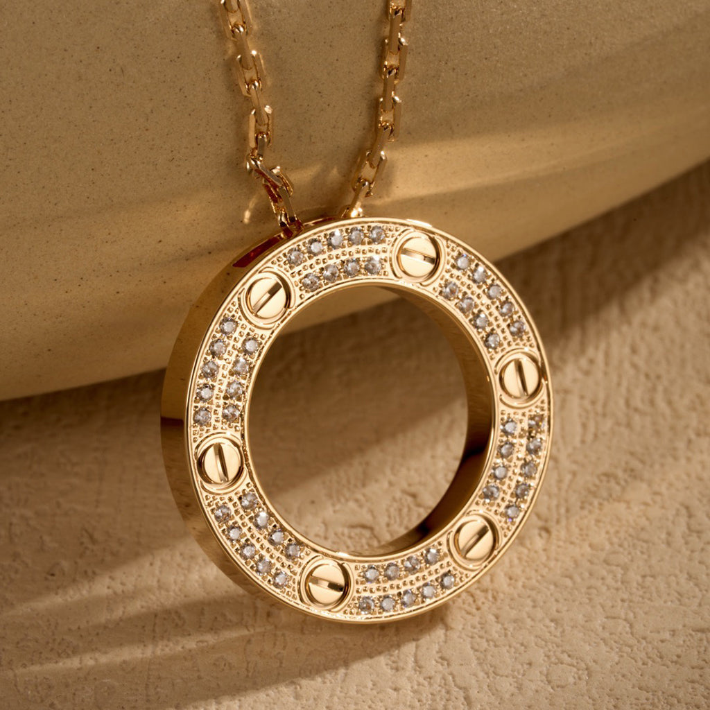 [Okajuri Jewelry] LOVE NECKLACE 16MM  FULL DIAMOND