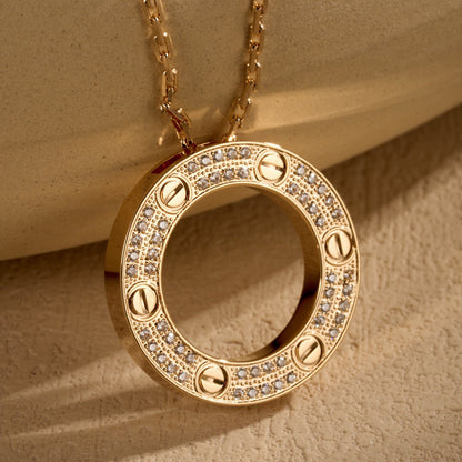 [Okajuri Jewelry] LOVE NECKLACE 16MM  FULL DIAMOND